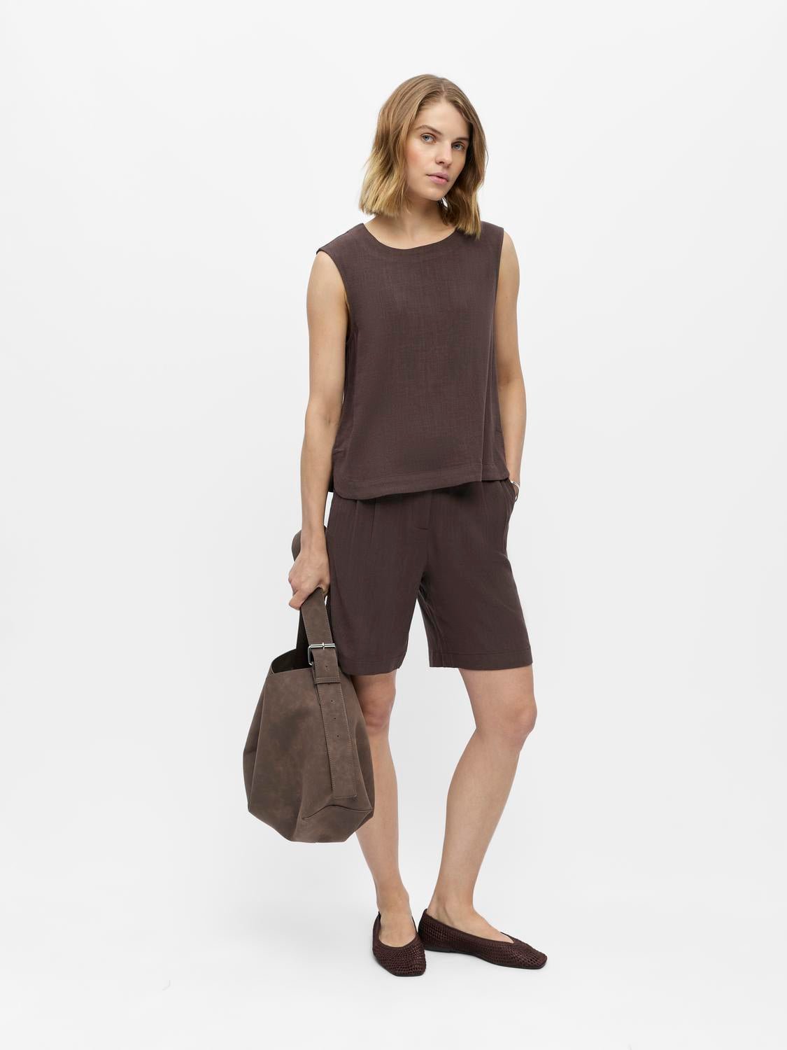 OBJSANNE Top - Seal Brown - VERO MODA & VILA Bergvik